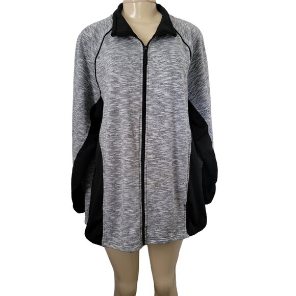 Women's Full-Zip Athletic Jacket Heather Gray & Black - Picture 1 of 14